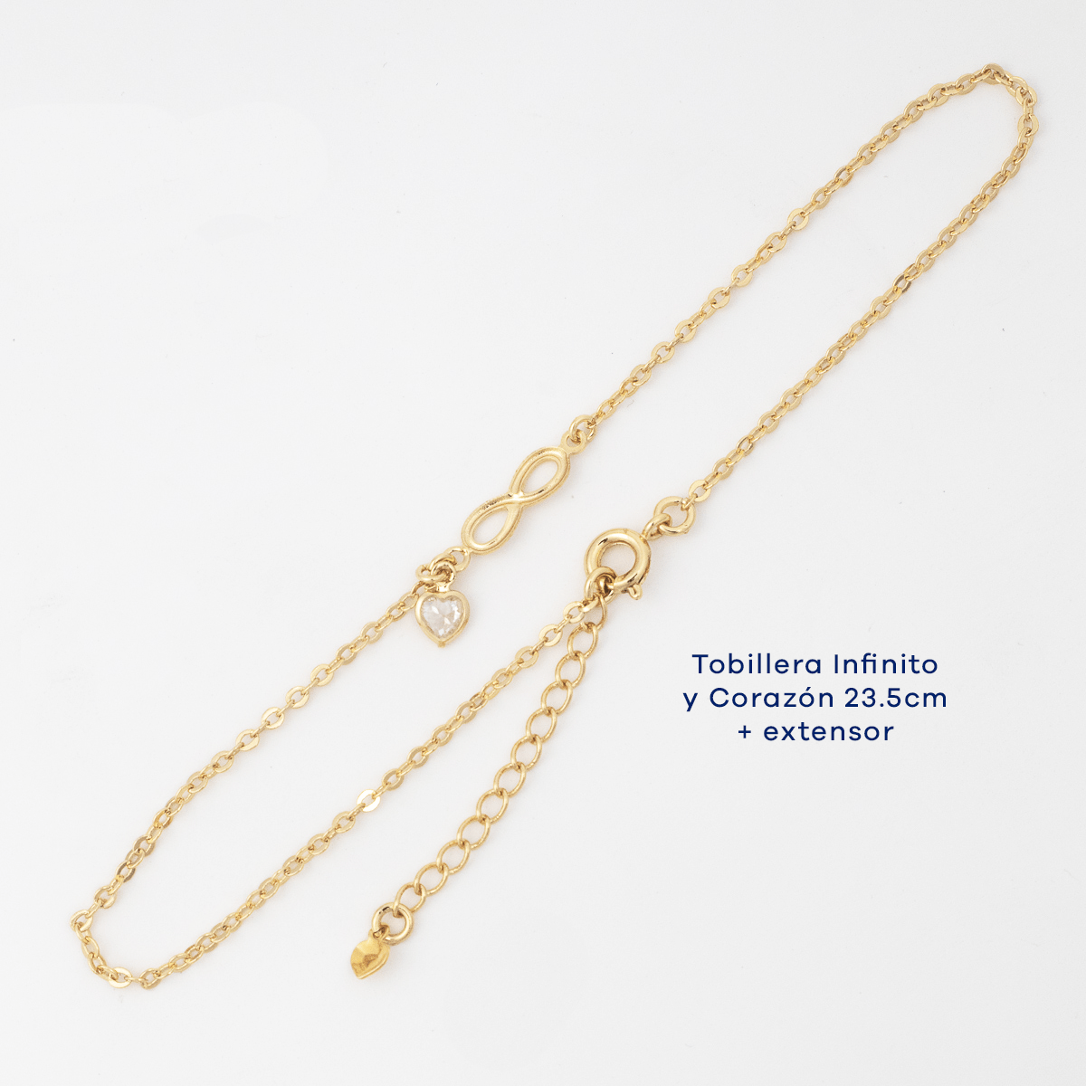 Tobillera Infinito y Corazón 23.5cm + ext - Vibrantto Joyas y Accesorios - TOB161