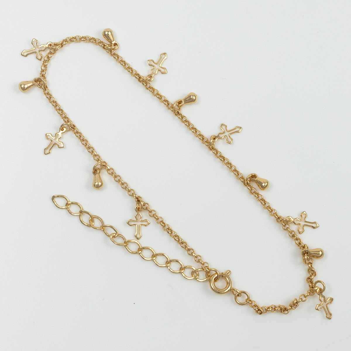 Tobillera Gotas y Cruces 22cm + extensor - Vibrantto Joyería - OC58126