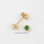 Topo Bisel Verde 4mm - Vibrantto Joyería - T1181