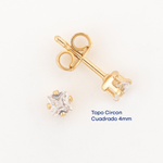 Topo Circon cuadrado 4 mm - Vibrantto Joyas y Accesorios - T1121