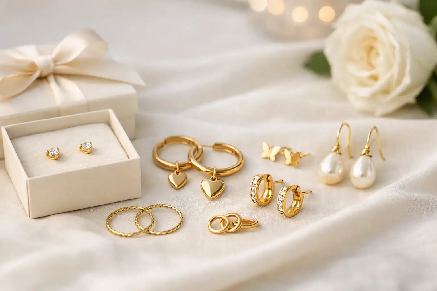 Aretes dorados hipoalergénicos para regalar