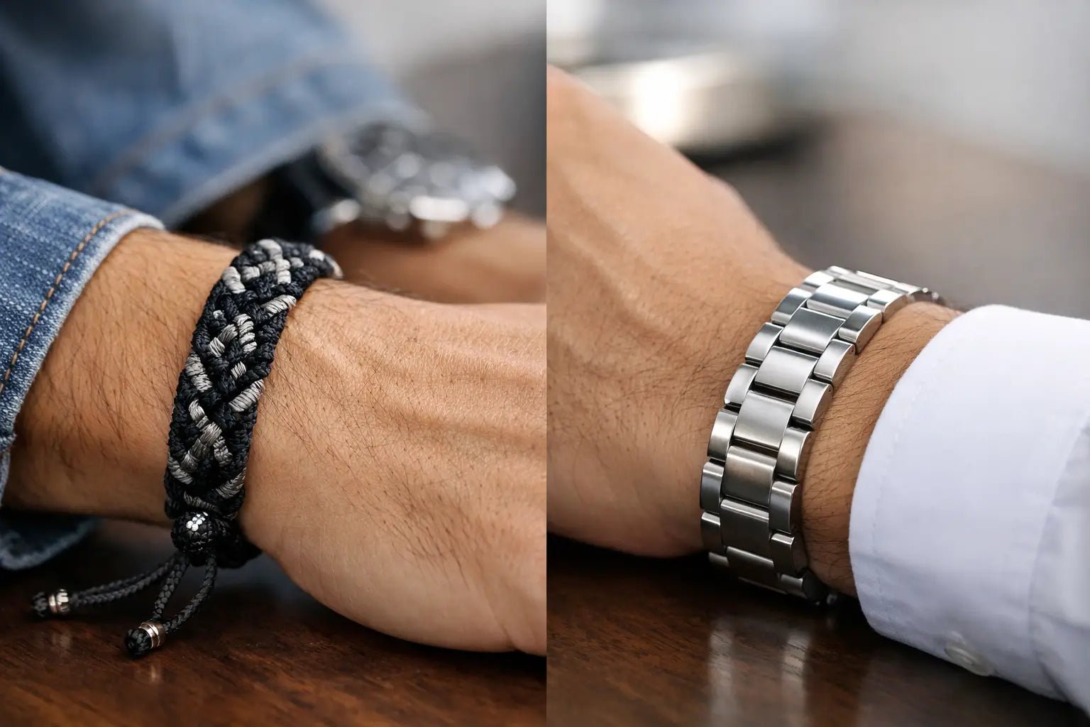 Manillas tejidas vs pulseras metálicas: cuál elegir