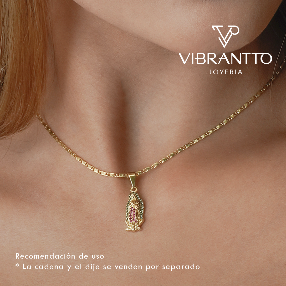 Dije Virgen de Guadalupe colores 2. Oro Laminado 18k - Vibrantto.com - Colombia