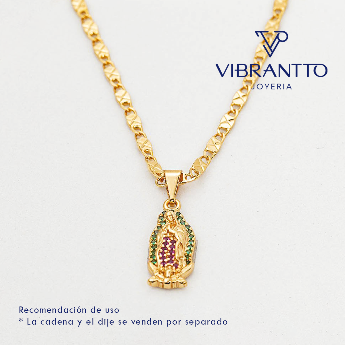 Dije Virgen de Guadalupe colores 3. Oro Laminado 18k - Vibrantto.com - Colombia