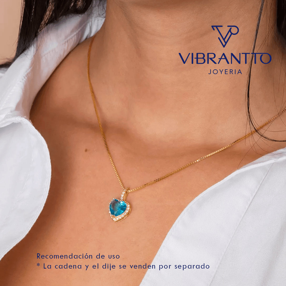 Dije corazón azul 2. Oro Laminado 18k - Vibrantto.com - Colombia