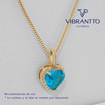 Dije corazón azul 3. Oro Laminado 18k - Vibrantto.com - Colombia