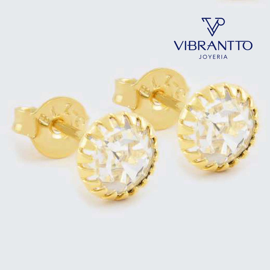 Topo Circonia 1. Oro Laminado 18k - Vibrantto.com - Colombia