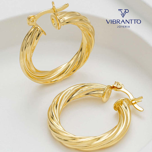 Candonga Twisted Stripes 2. Oro Laminado 18k - Vibrantto.com - Colombia