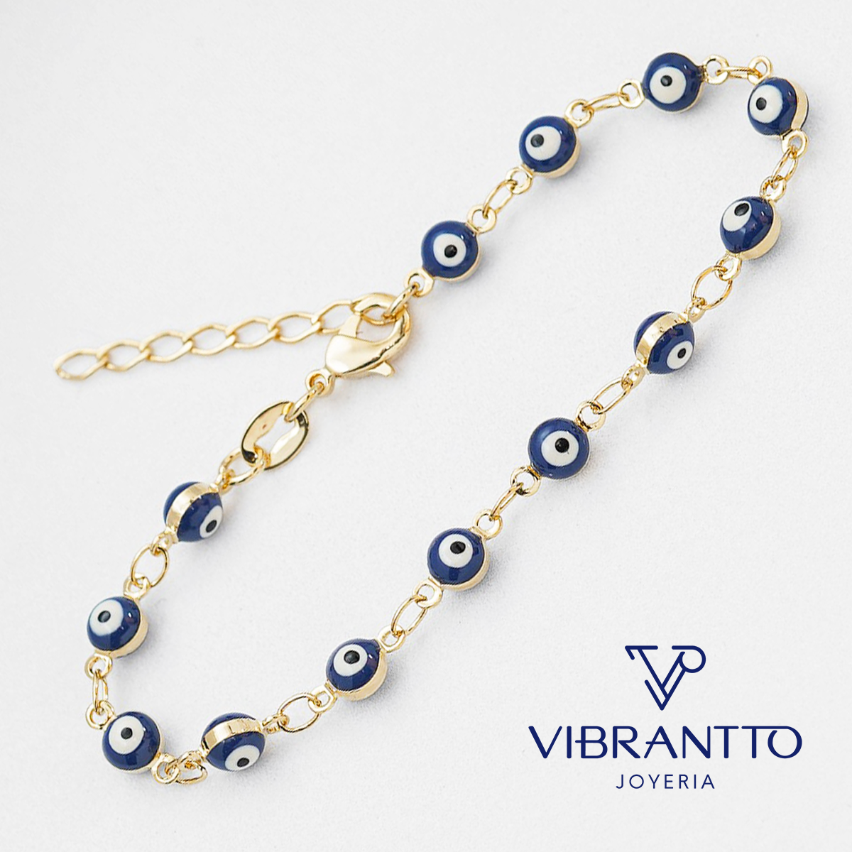 Pulsera Ojo Turco 16 Cm + Extensor 1. Oro Laminado 18k - Vibrantto.com - Colombia
