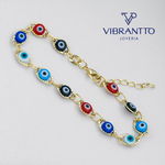 Pulsera Ojo Turco Multicolor 16 Cms + Extensor 1. Oro Laminado 18k - Vibrantto.com - Colombia