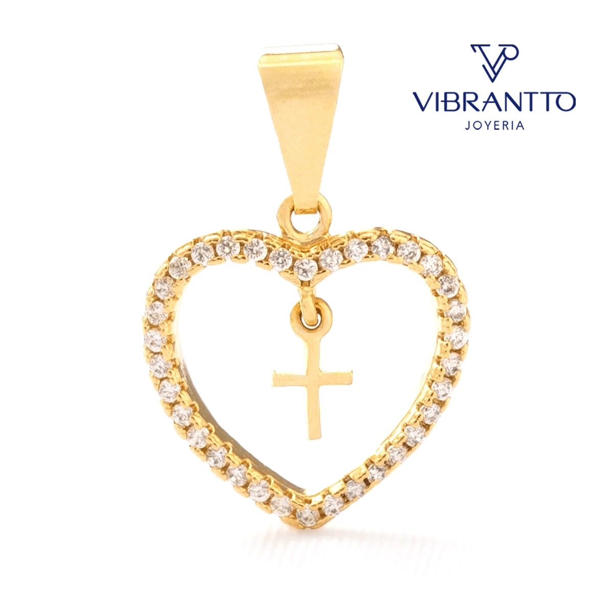 Dije Corazon Circonias + Cruz Mini
