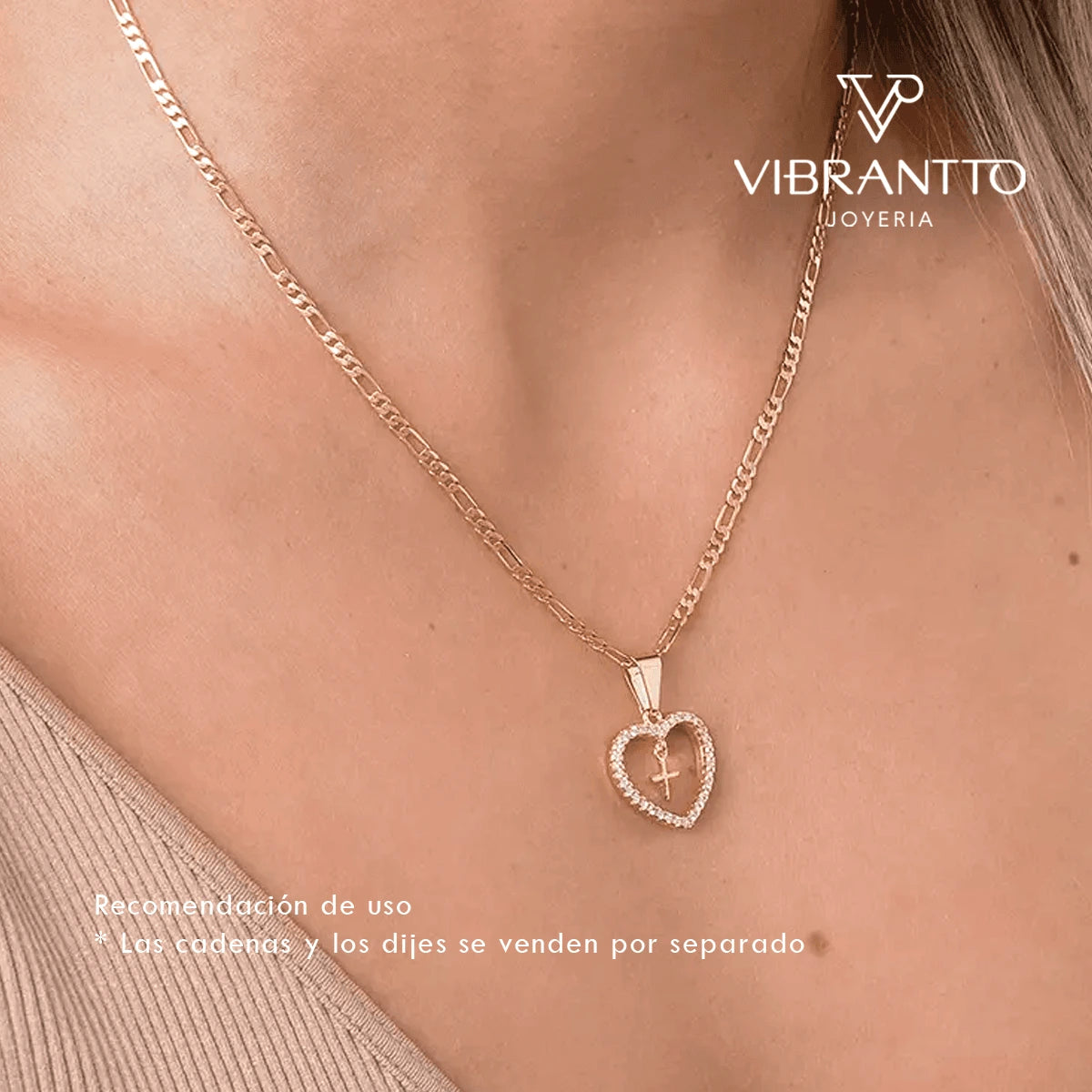 Dije Corazon Circonias + Cruz Mini