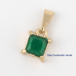 Dije Cuadrado Verde - Vibrantto Joyas y Accesorios - OC26182
