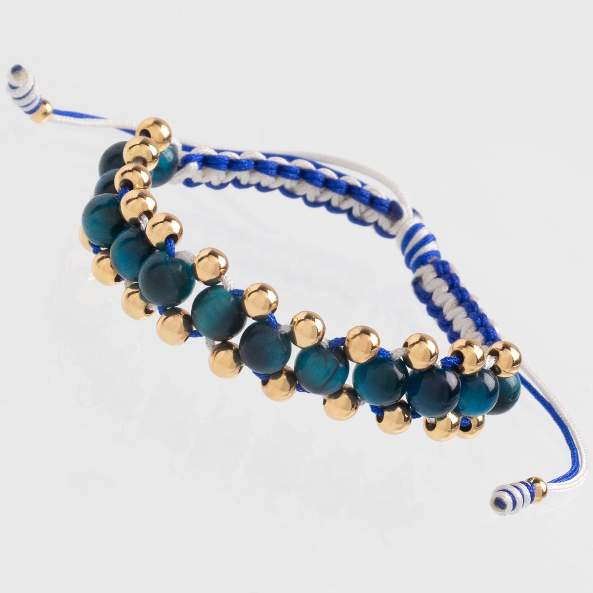 Manilla Triple Carril Ojo de Tigre Azul - Vibrantto Joyas y Accesorios-MU3087