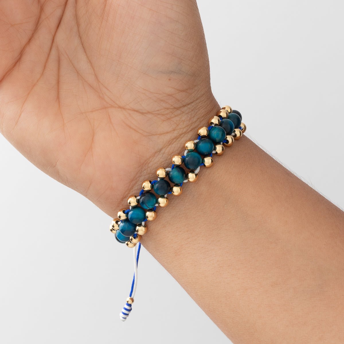 Manilla Triple Carril Ojo de Tigre Azul - Vibrantto Joyas y Accesorios-MU3087