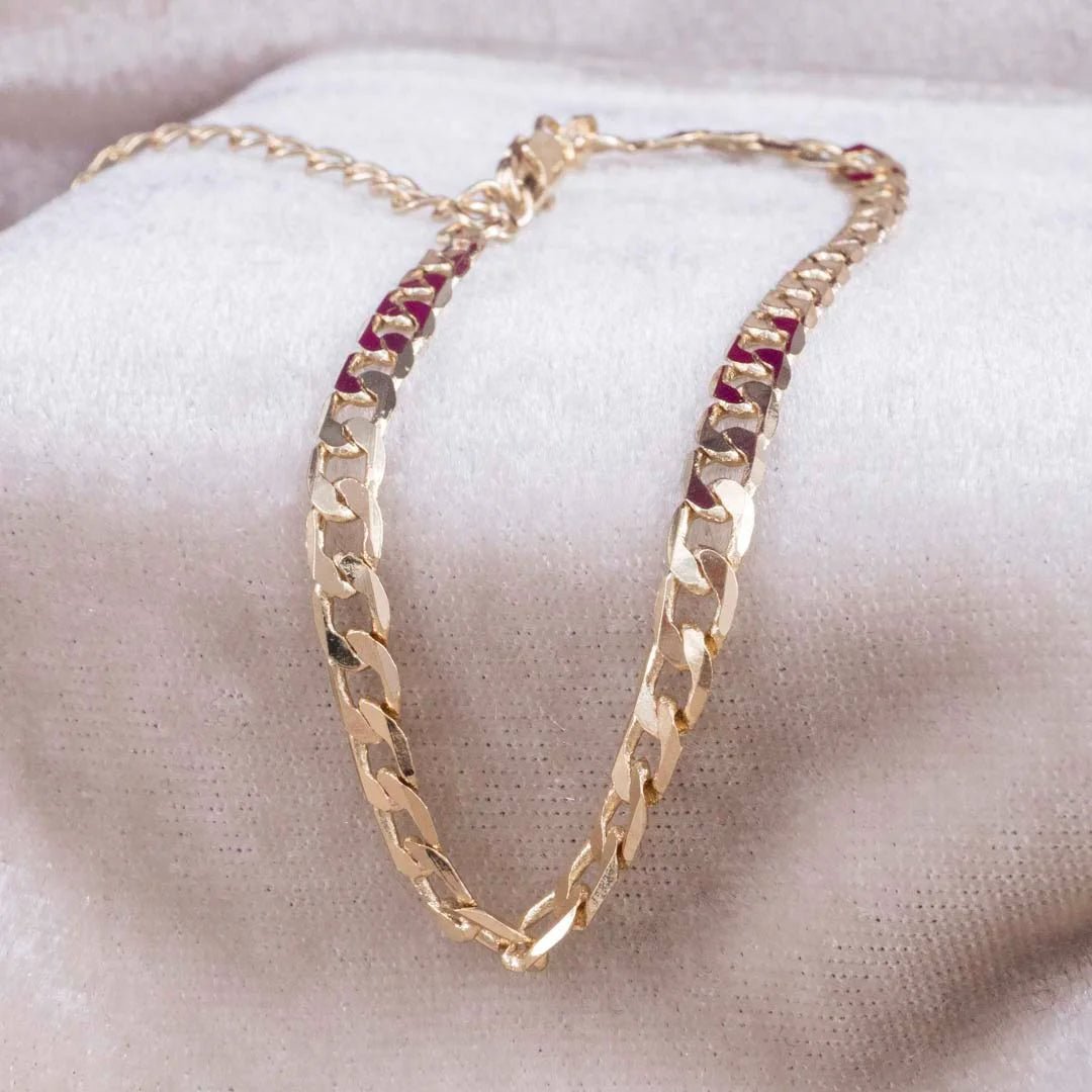 Pulsera Cubana Plana 4mm 17cm + ext - Vibrantto Joyas y Accesorios-OC56198