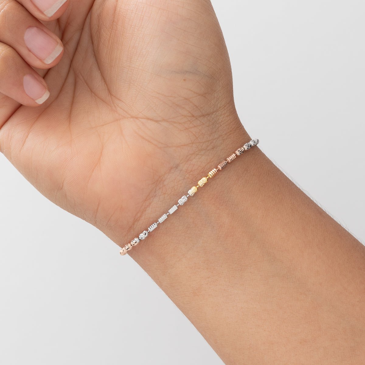 Pulsera Barril Tres Tonos 16 cm - Vibrantto Joyas y Accesorios-55071