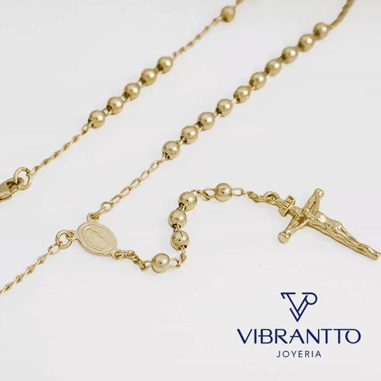 Rosario Jesús Crucificado 3.5 mm 45 Cm 1. Oro Laminado 18k - Vibrantto.com - Colombia