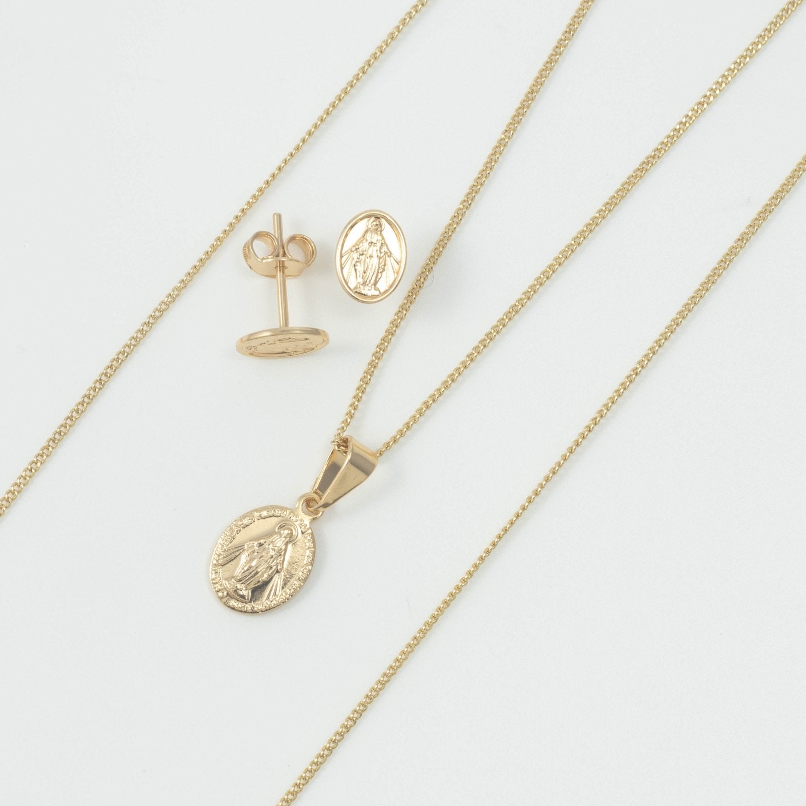 Set Virgen Milagrosa 3 (Cadena, dije y aretes) - Vibrantto Joyas y Accesorios - 9020444-OC46033-OC26277