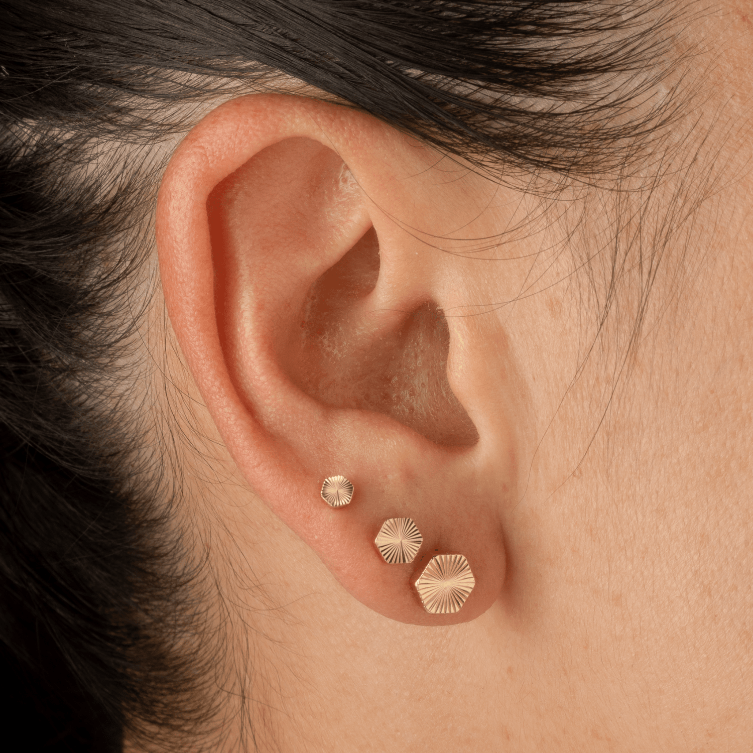 Set x 3 Topos Hexagonos Sol - Vibrantto Joyas y Accesorios - T896-T731-OC34731