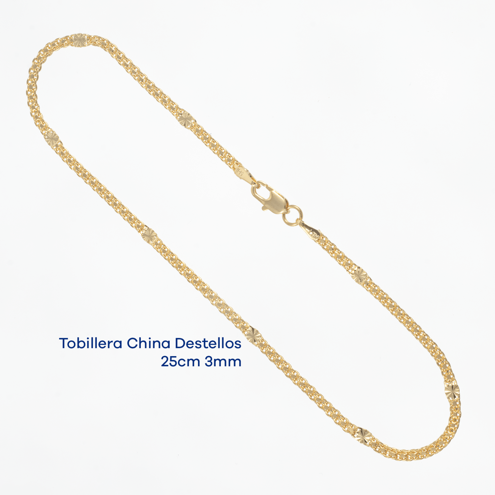 Tobillera China Destellos 25cm - 3mm - Vibrantto Joyas y Accesorios - 9110060