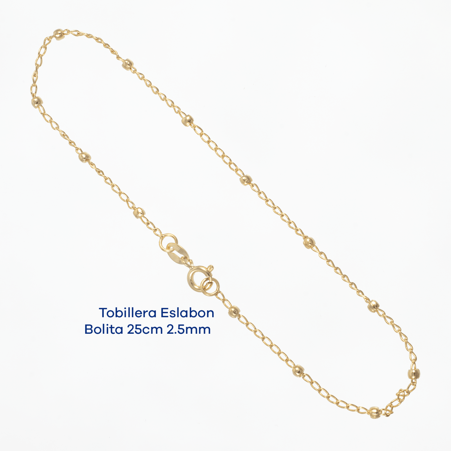 Tobillera Eslabon Bolita 25cm - 2.5mm - Vibrantto Joyas y Accesorios - 9110073