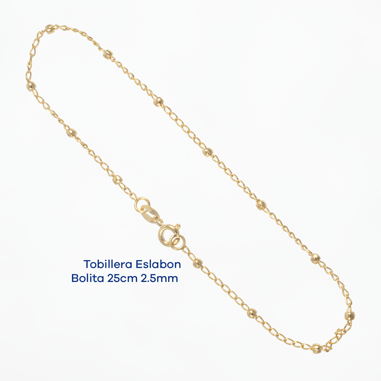 Tobillera Eslabon Bolita 25cm - 2.5mm - Vibrantto Joyas y Accesorios - 9110073