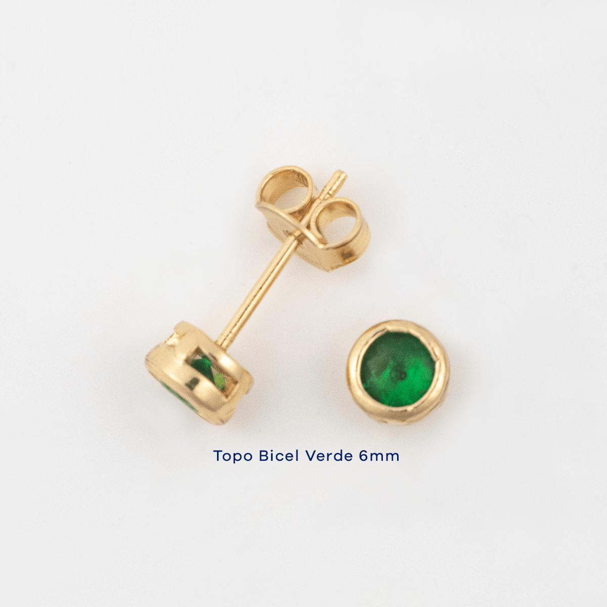 Topo Bisel Verde 6mm - Vibrantto Joyas y Accesorios - T1144
