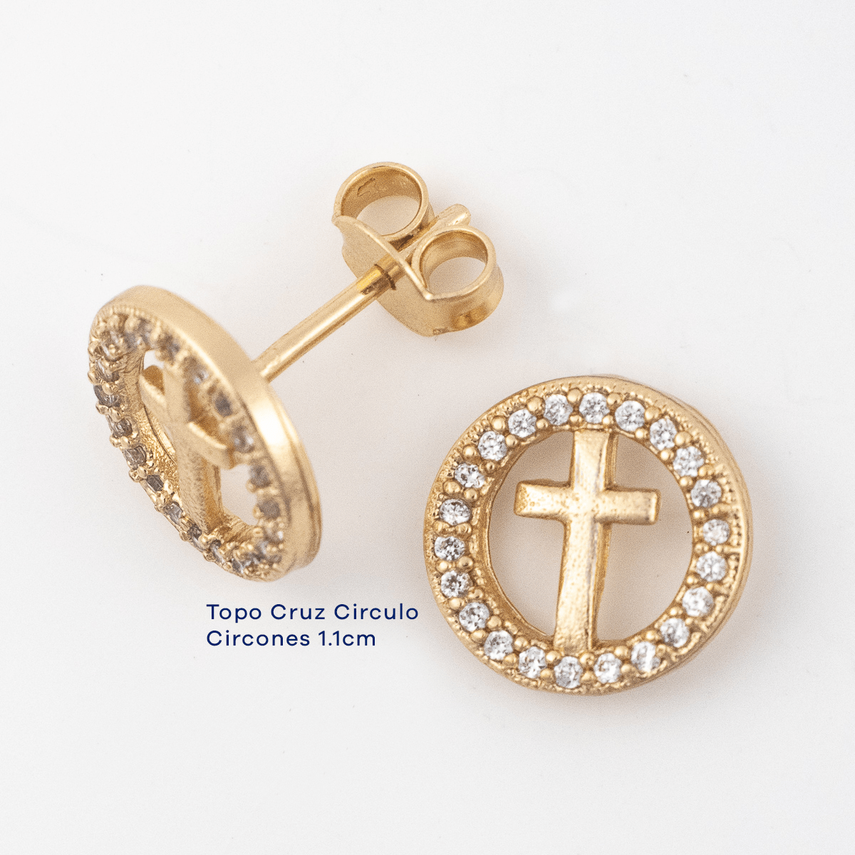 Topo Cruz Circulo Circones 1.1cm - Vibrantto Joyería - OC34164