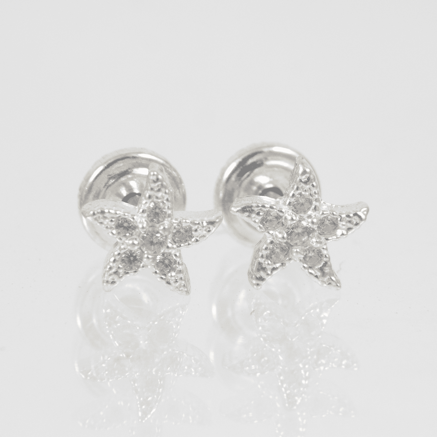 Topo Estrella De Mar Circones Cristal Rosca Seguridad - Vibrantto Joyas y Accesorios - P34254C