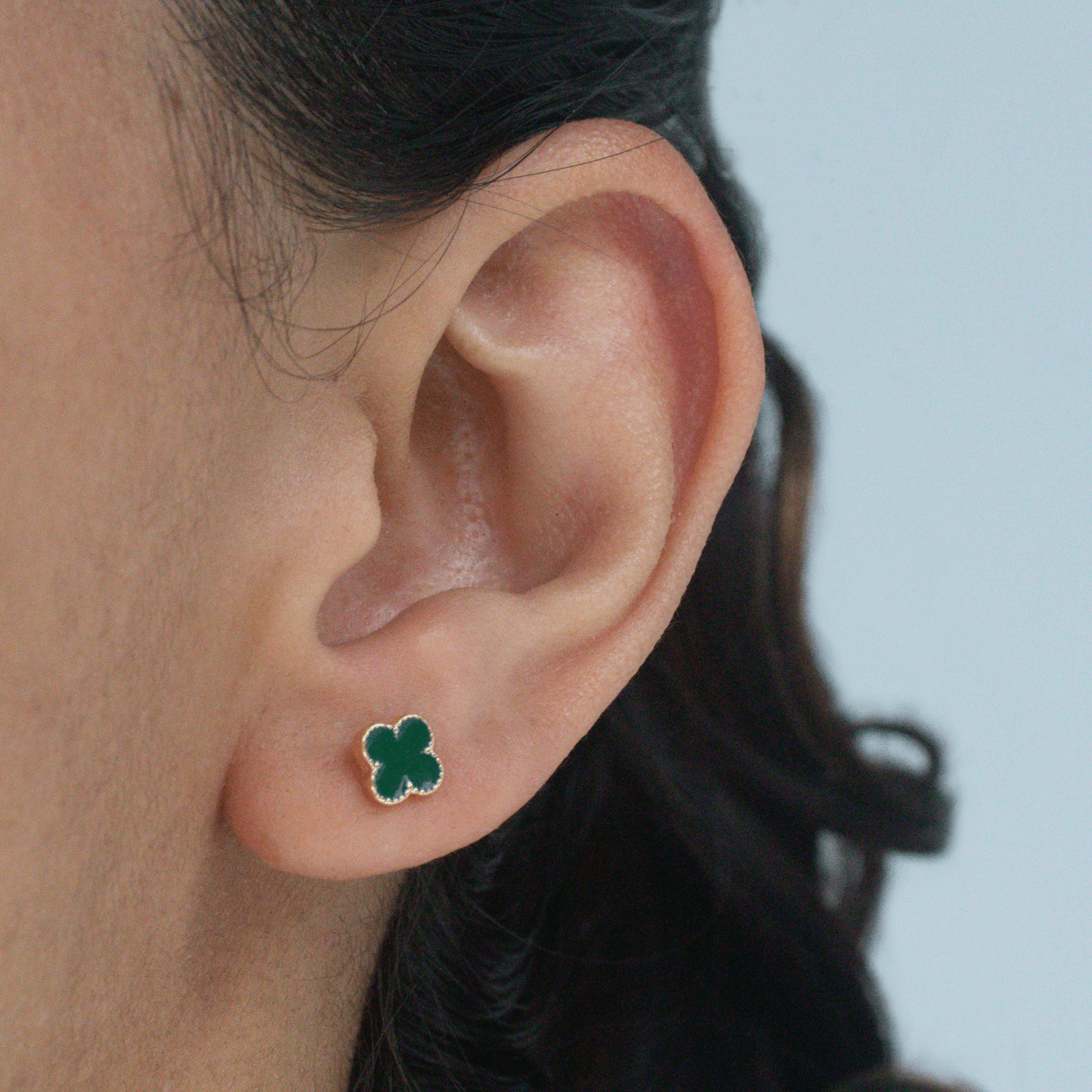 Topo trebol 7mm Verde - Vibrantto Joyas y Accesorios - 9021302