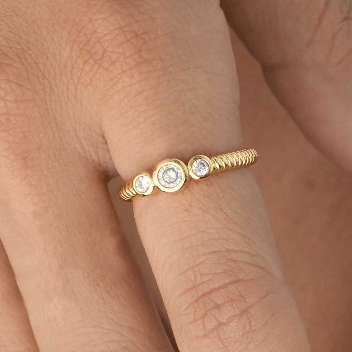 Anillo Ajustable Tri Circon - Vibrantto Joyería - 13054