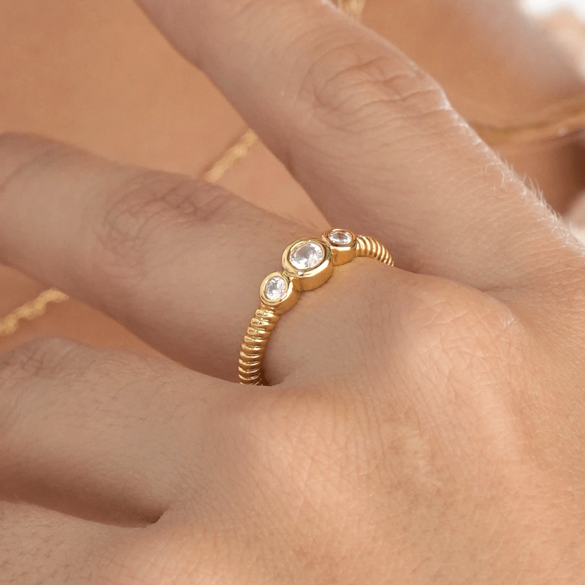 Anillo Ajustable Tri Circon - Vibrantto Joyería - 13054