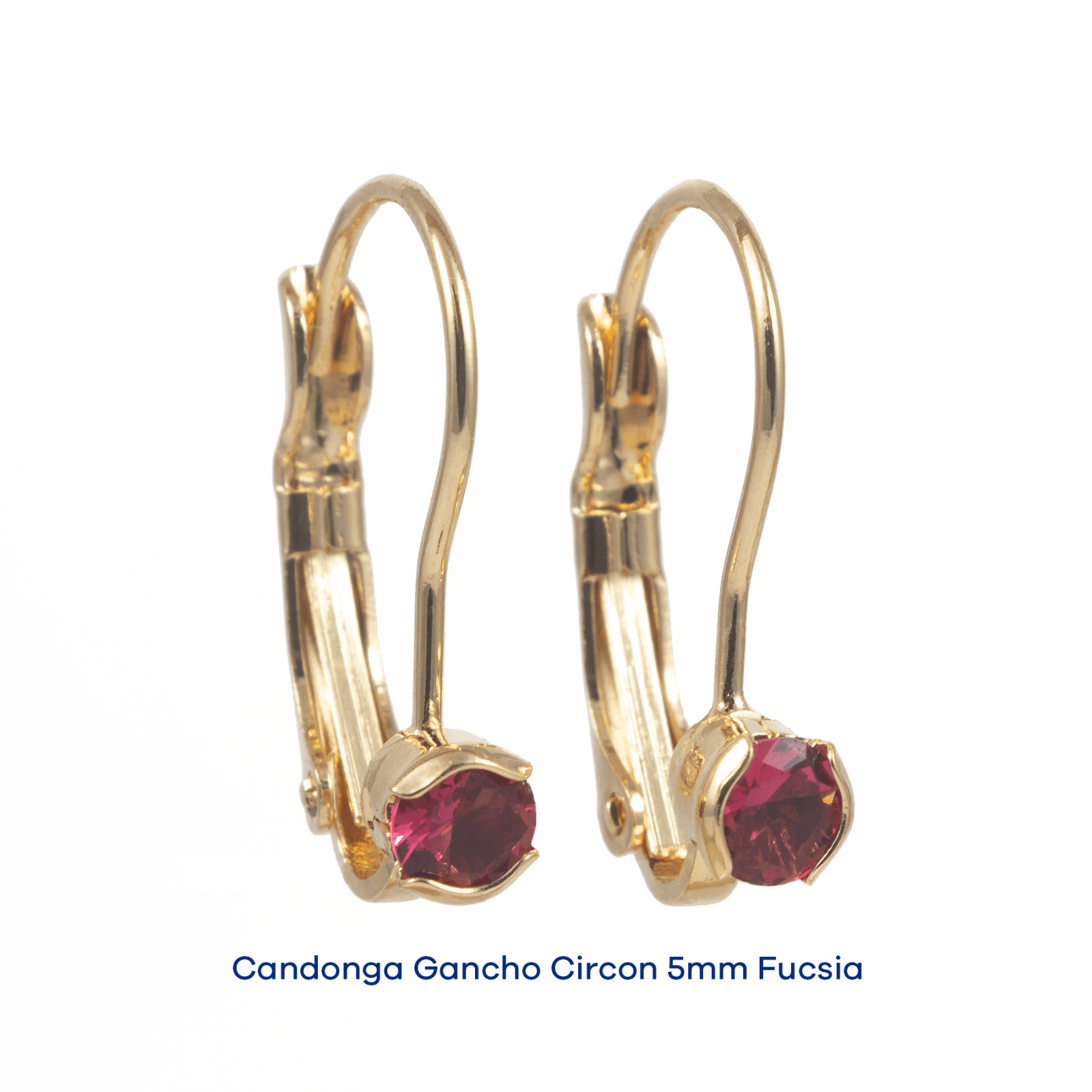 Candonga Gancho Circon 5mm Fucsia - Vibrantto Joyas y Accesorios - 09010113-Rojo