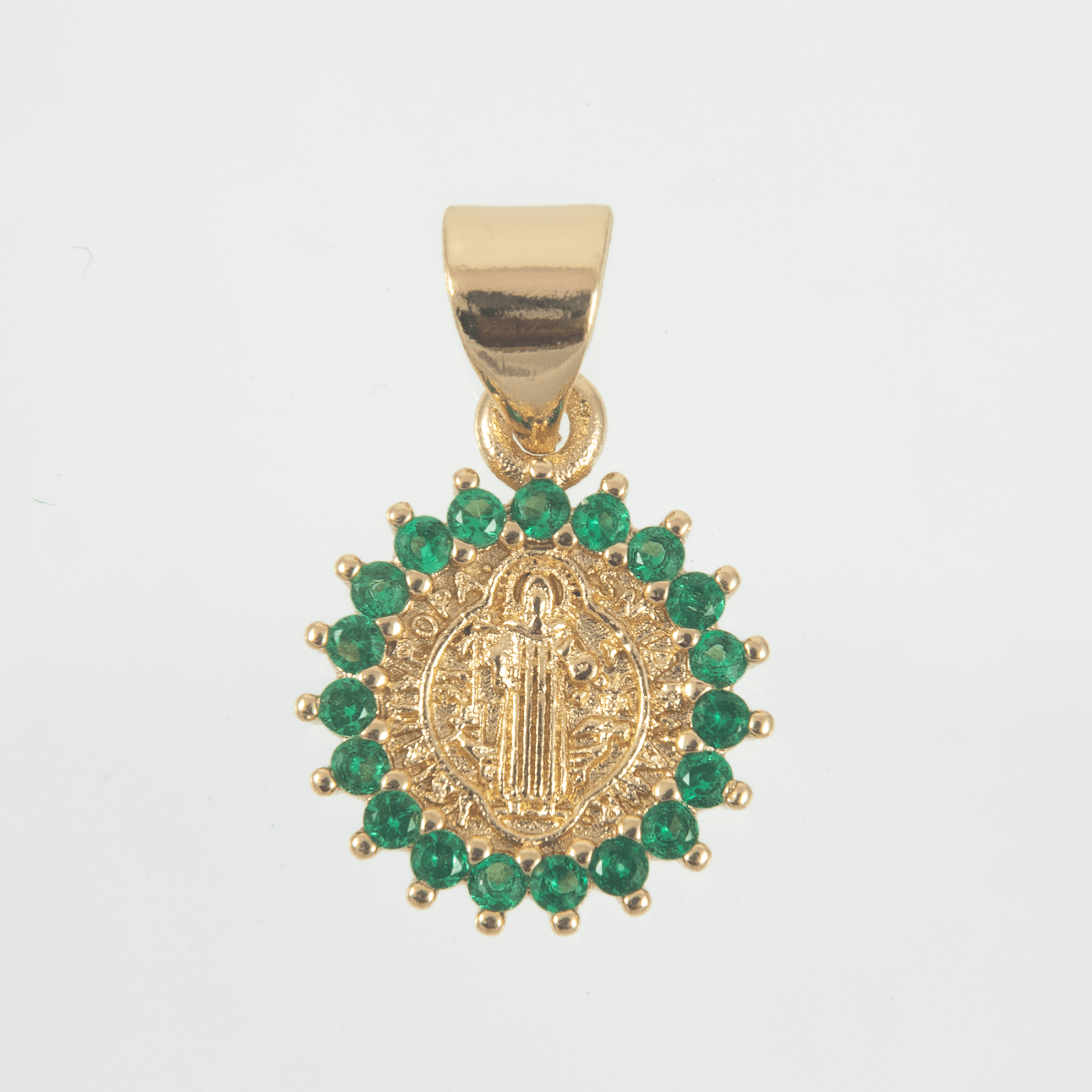 Medalla San Benito Circones Verde - Vibrantto Joyas y Accesorios - OC26520