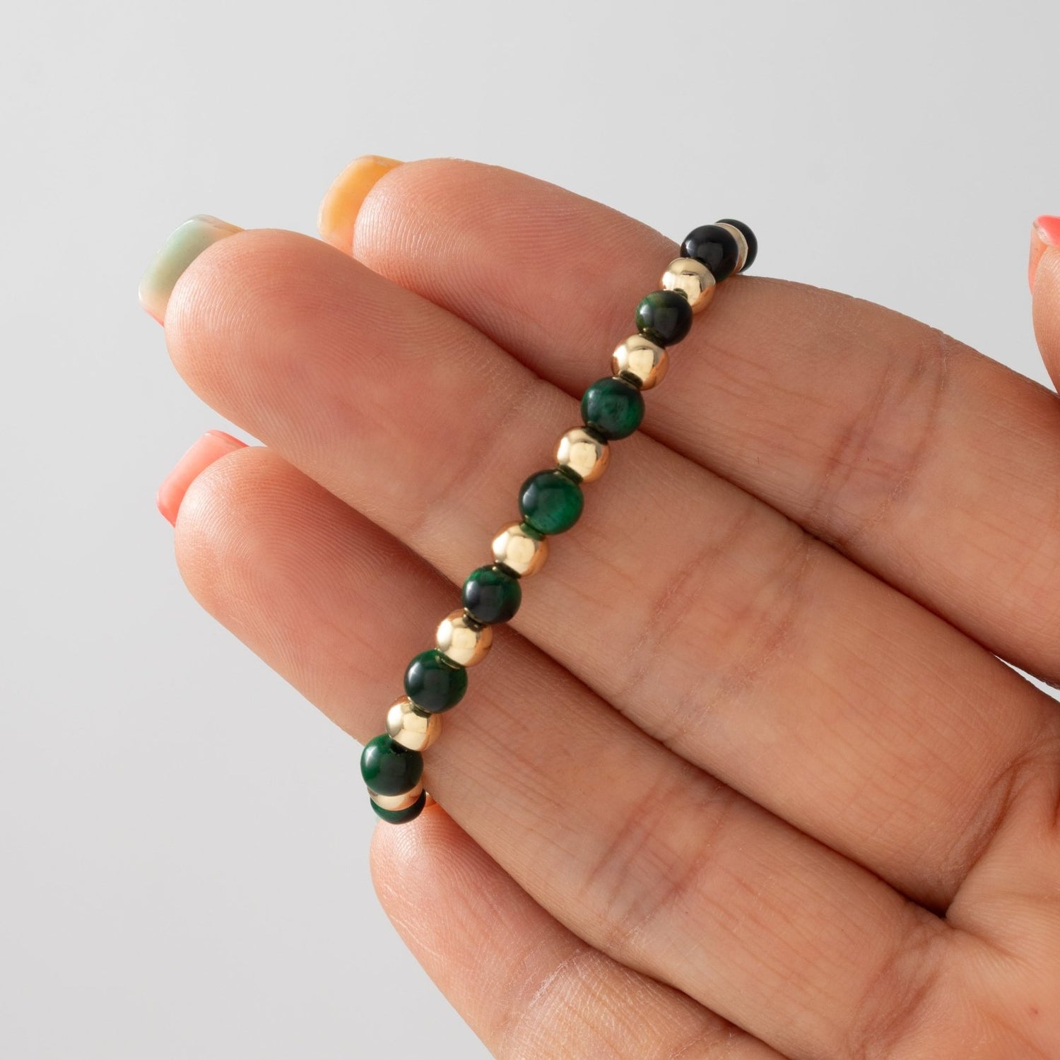 Manilla Niño Ojo de Tigre Verde - Vibrantto Joyas y Accesorios-MN1013