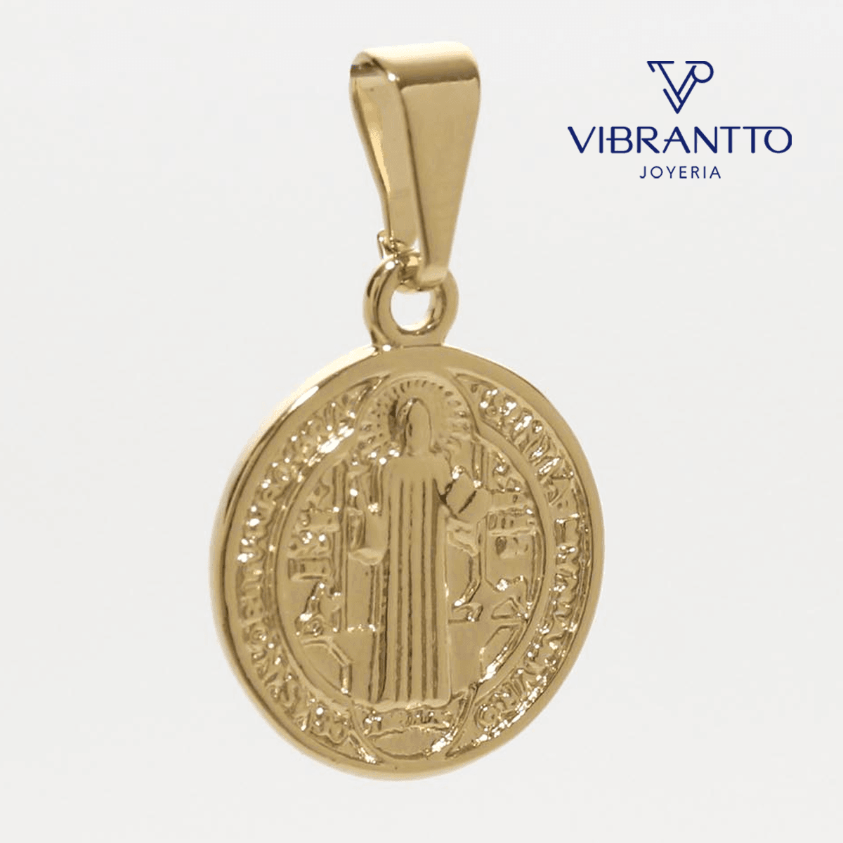 Medalla San Benito 1.3 cm - Vibrantto Joyería -Dije foto de cerca