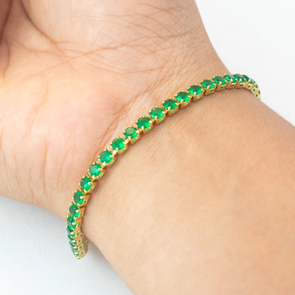 Pulsera Circonias verde 20 cm - Vibrantto Joyería