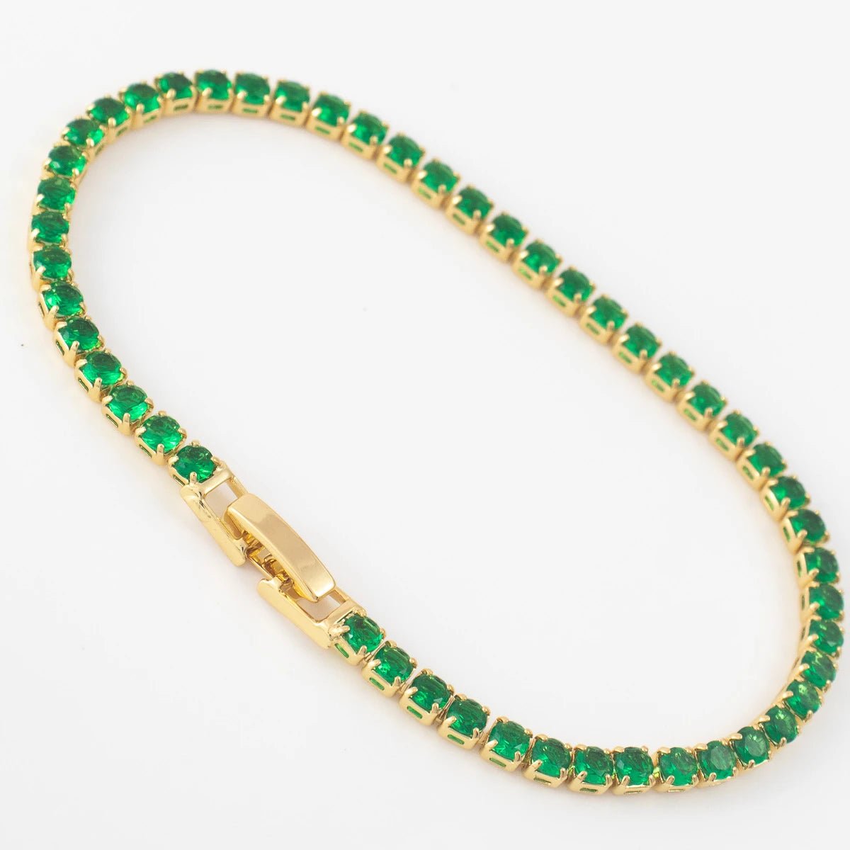 Pulsera Circonias verde 20 cm - Vibrantto Joyería