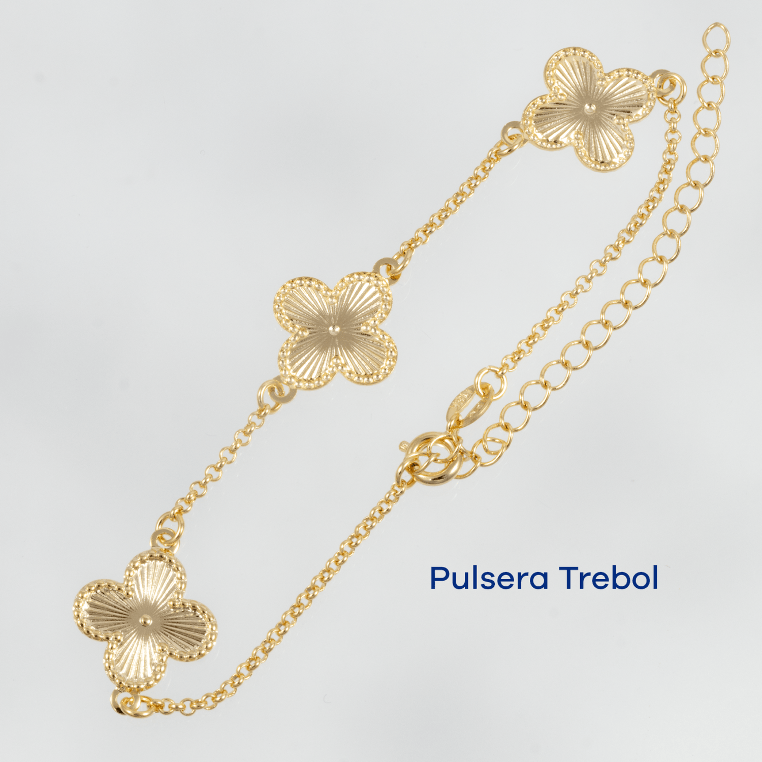 Pulsera Treboles 12mm Diamantado 18.5cm - Vibrantto Joyas y Accesorios - 9080388