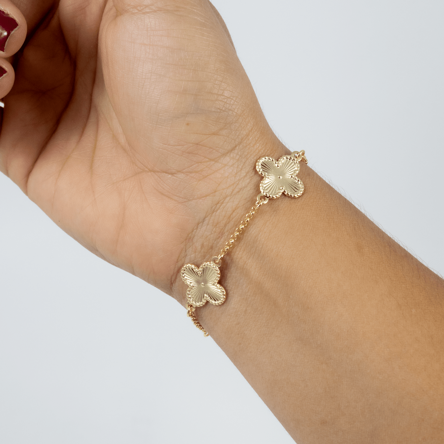 Pulsera Treboles 12mm Diamantado 18.5cm - Vibrantto Joyas y Accesorios - 9080388