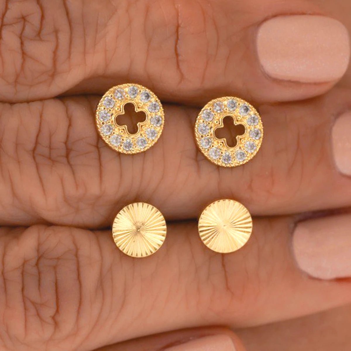Set x 2 Topos Clover Sol - Vibrantto Joyería