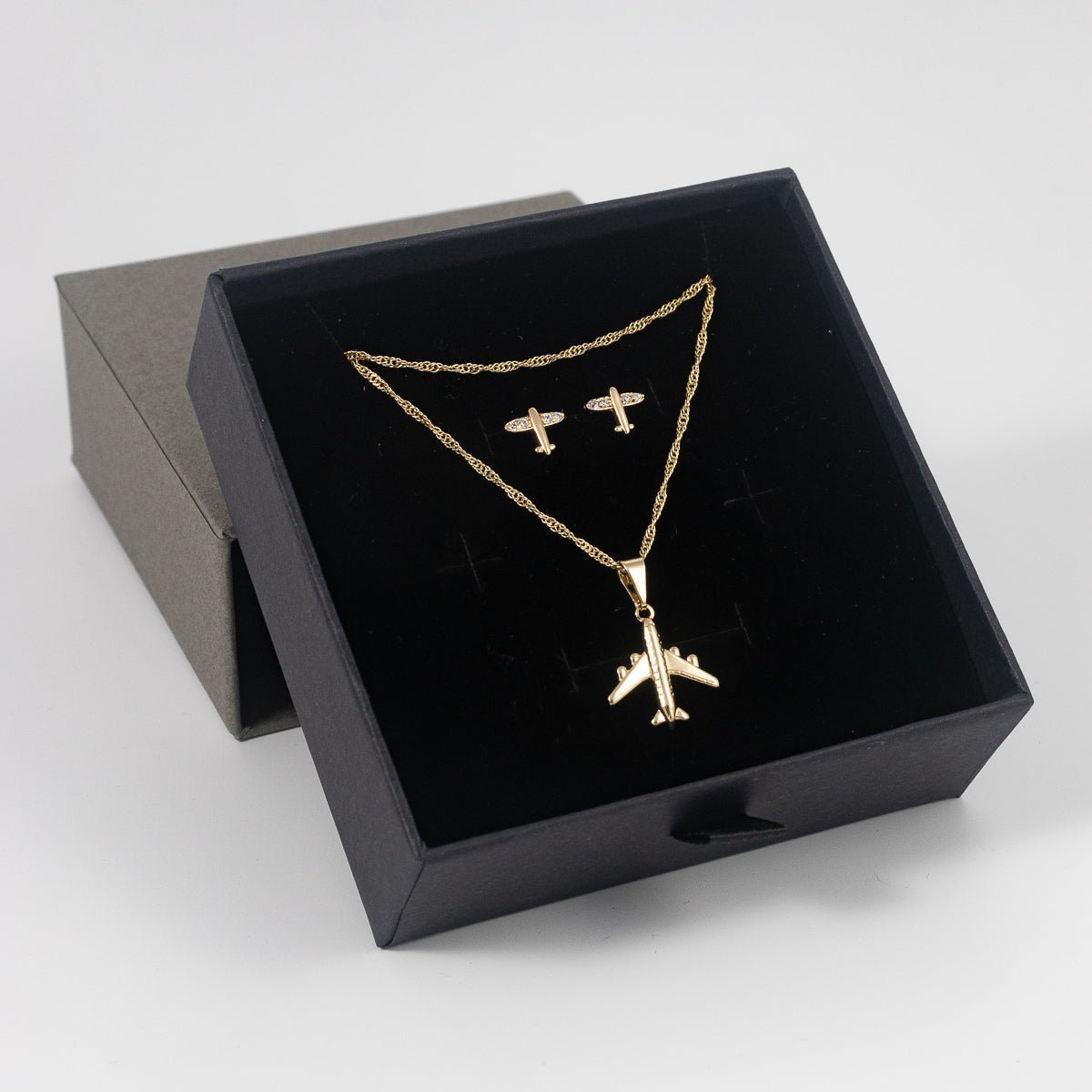 Set Avión (cadena con dije y aretes) - Vibrantto Joyería - OC46033 - OC27521 - T620