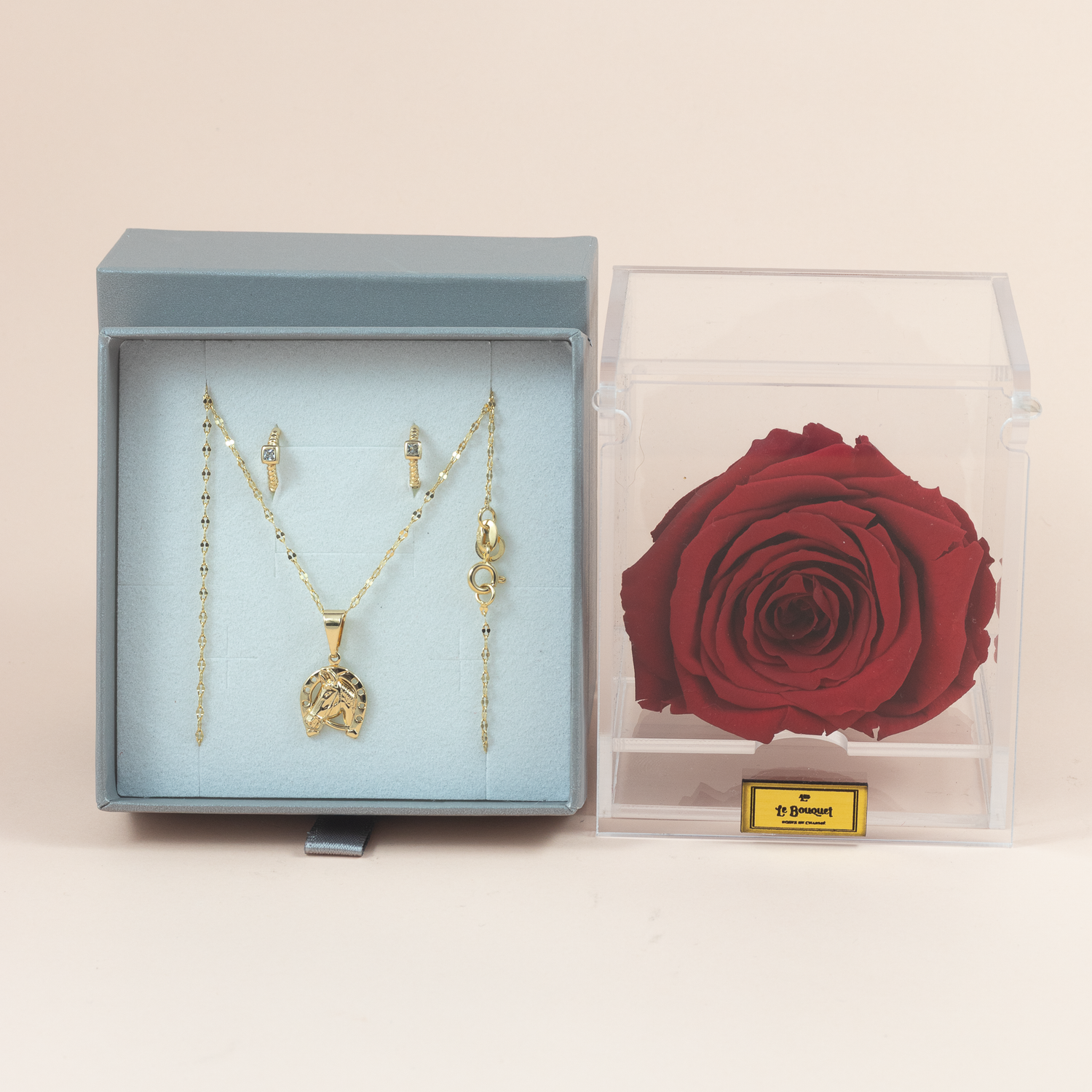 Set Caballo Suerte + Rosa Eterna