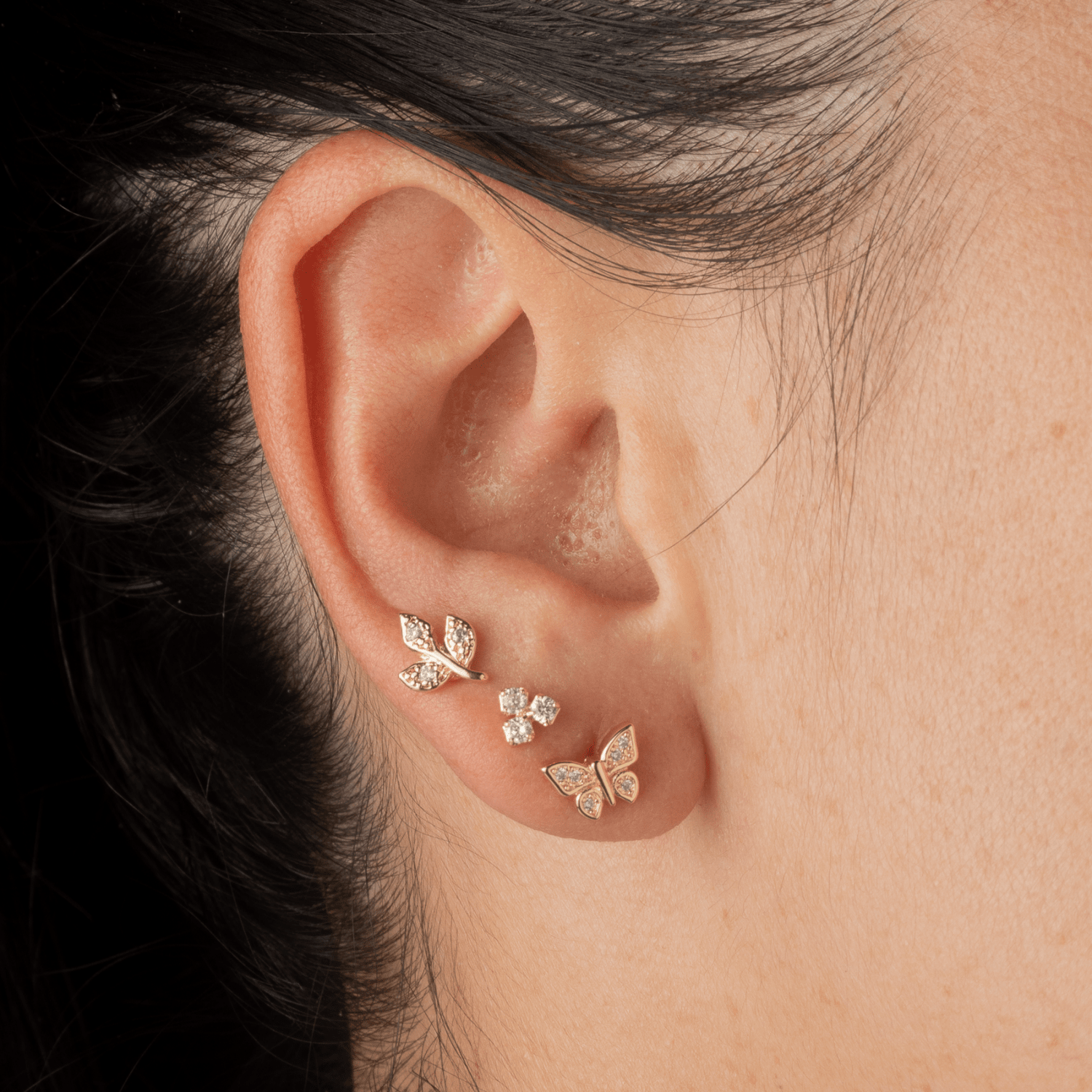 Set x3 Topos Silvestre Cristal - Vibrantto Joyas y Accesorios - 9021393-9021331-9020976