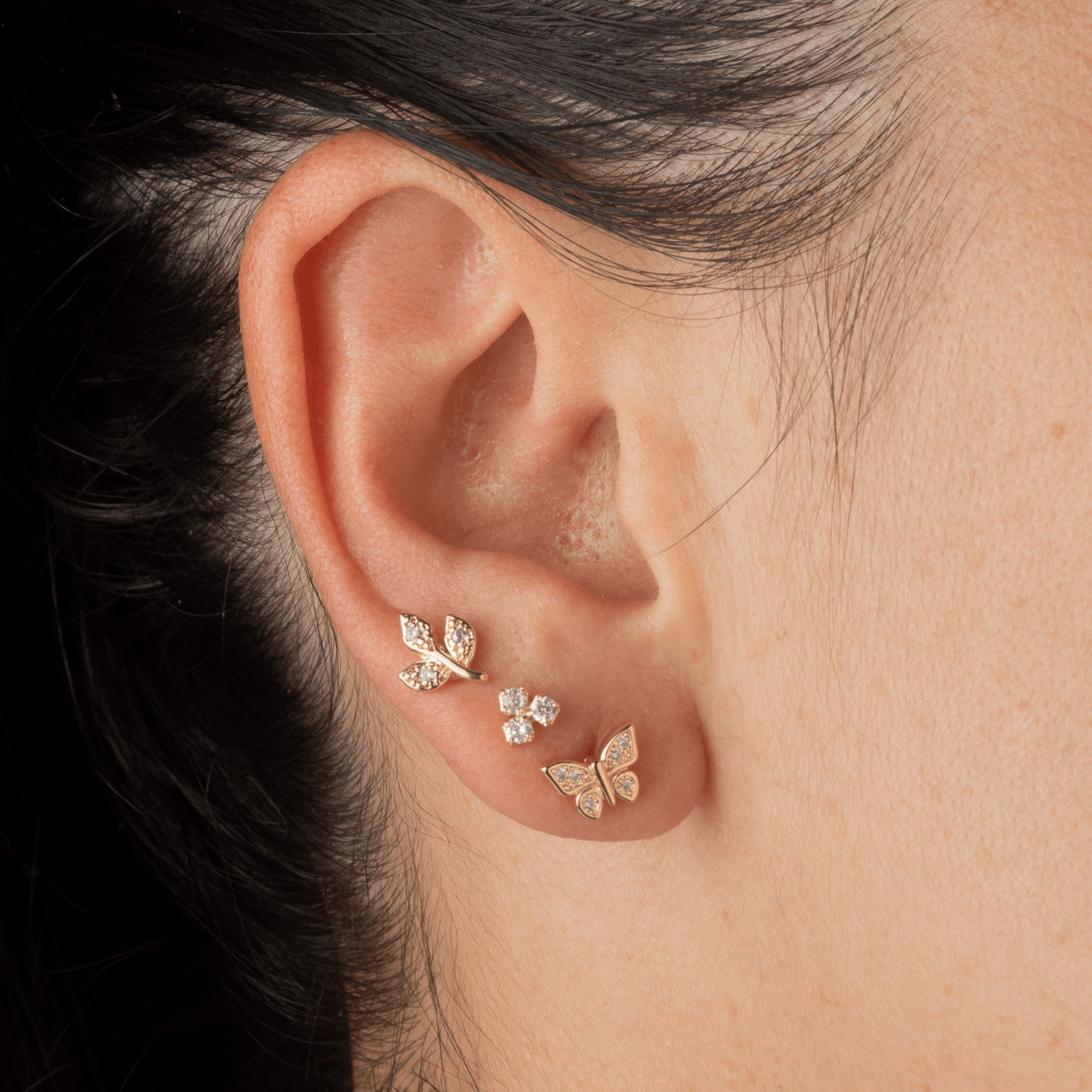 Set x3 Topos Silvestre Cristal - Vibrantto Joyas y Accesorios - 9021393-9021331-9020976