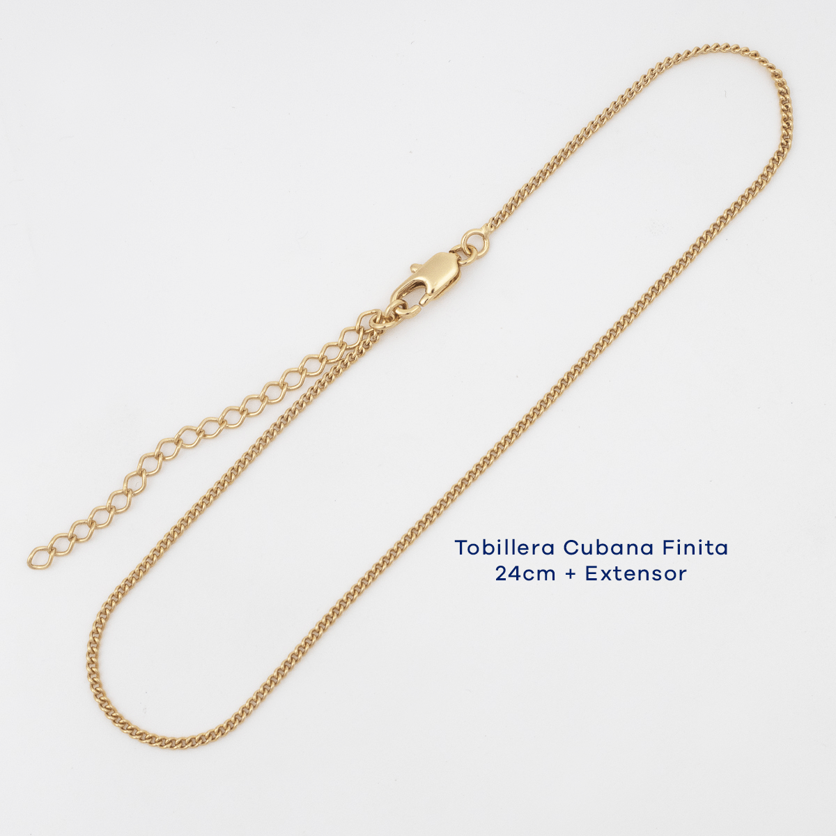 Tobillera Cubana Finita 24cm + Ext - Vibrantto Joyas y Accesorios - TOB17