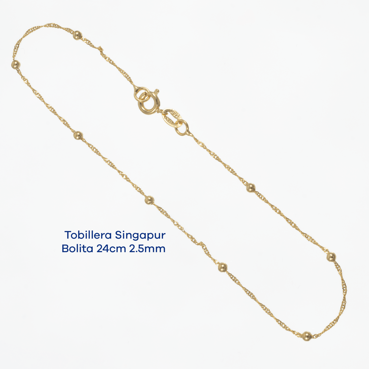 Tobillera Singapur Bolita 24cm - 2.5mm - Vibrantto Joyas y Accesorios - 9110042