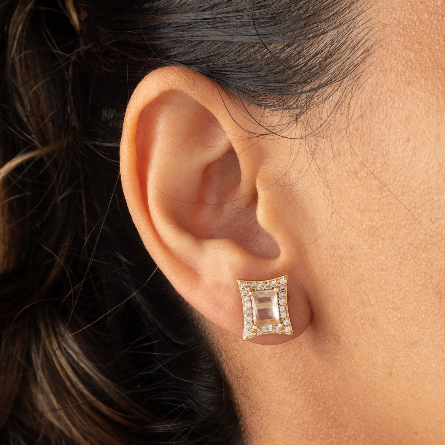 Topo cuadrado cristal bordes - Vibrantto Joyas y Accesorios-OC34026