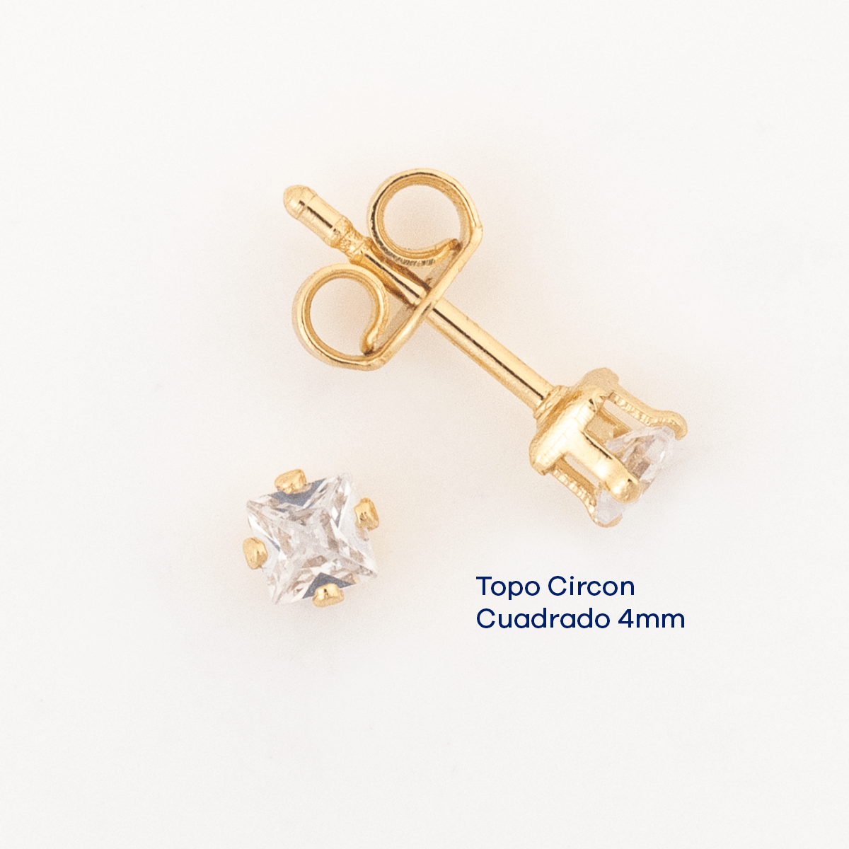 Topo Circon cuadrado 4 mm - Vibrantto Joyas y Accesorios - T1121